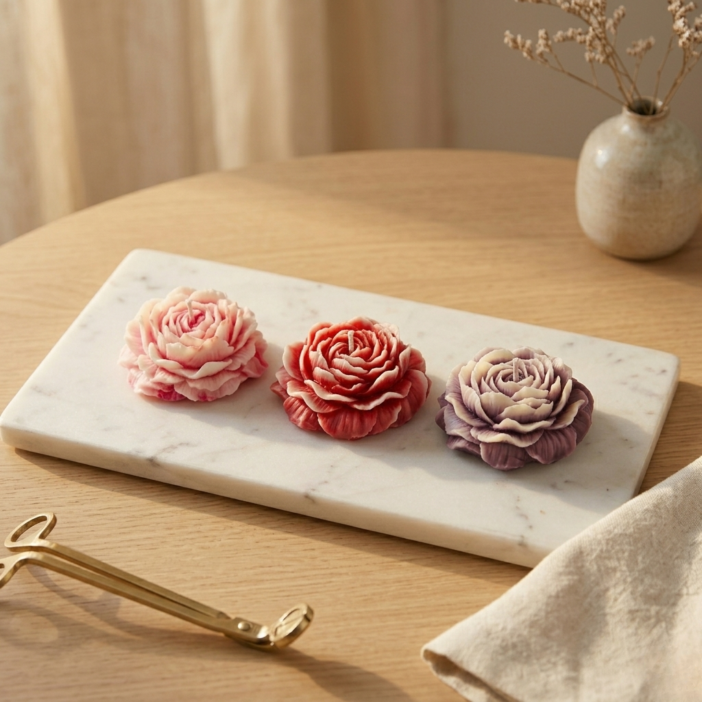 Peony Mould Scented Candle - 12 Hours Burn Time