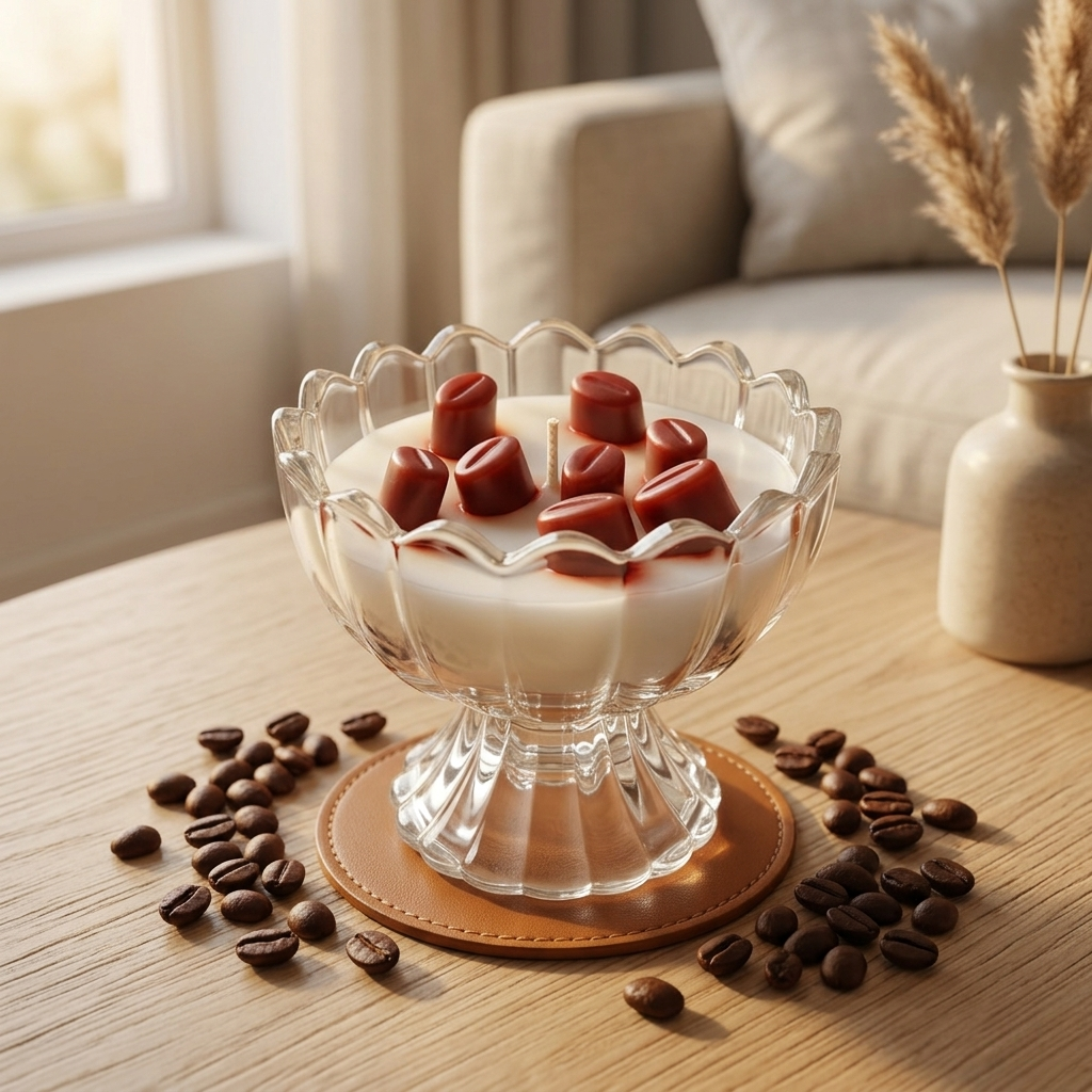 Coffee in Glass Bowl Premium Scented Candle - Coffee Fragrance - 45 Hours Burn Time