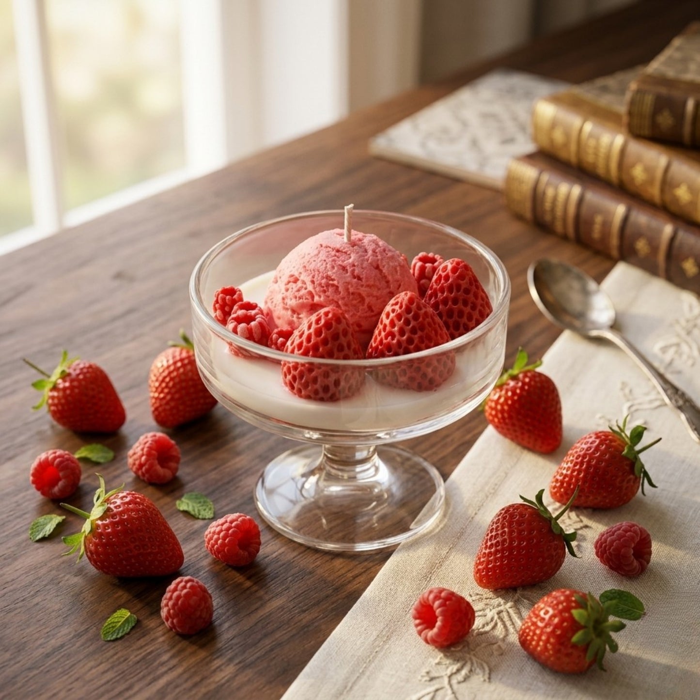 Ice Cream Sundae in Glass Bowl Premium Scented Candle - 56 Hours Burn Time
