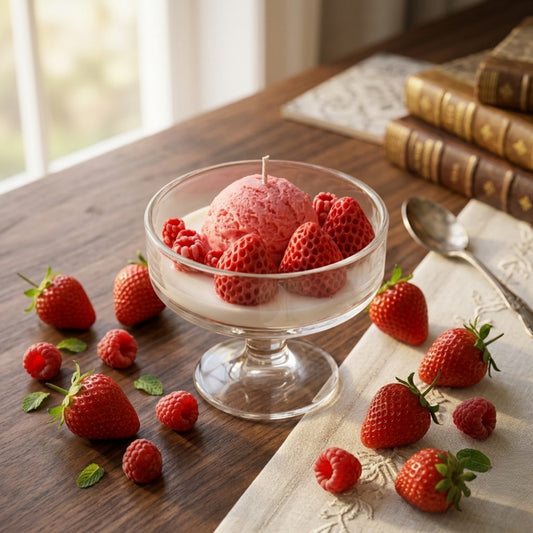 Ice Cream Sundae in Glass Bowl Premium Scented Candle - 56 Hours Burn Time