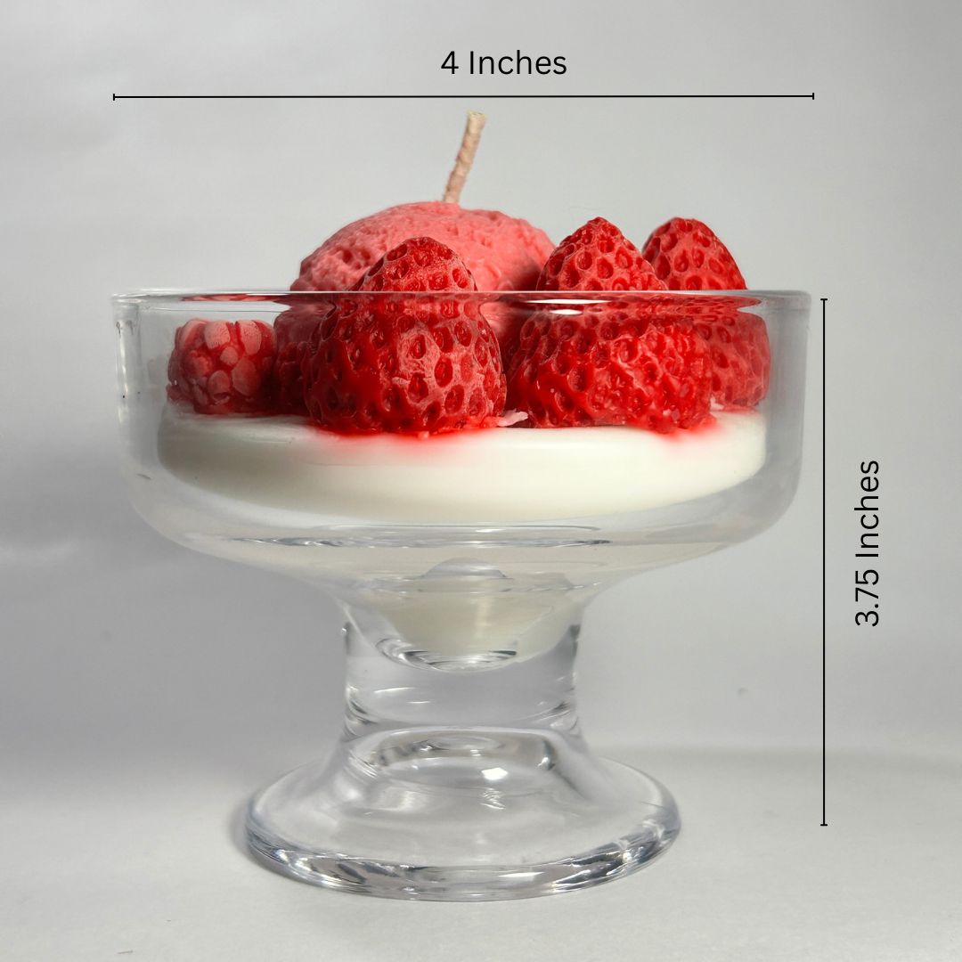 Ice Cream Sundae in Glass Bowl Premium Scented Candle - 56 Hours Burn Time