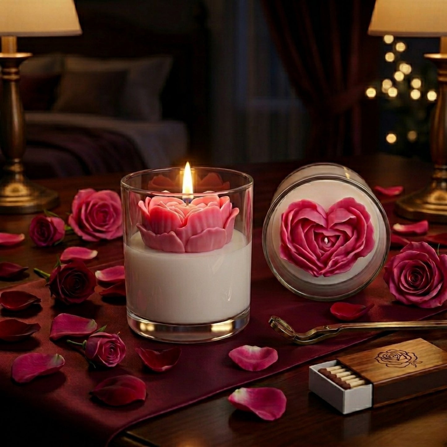 Heart Rose Jar Scented Candle - 72 Hours Burn Time