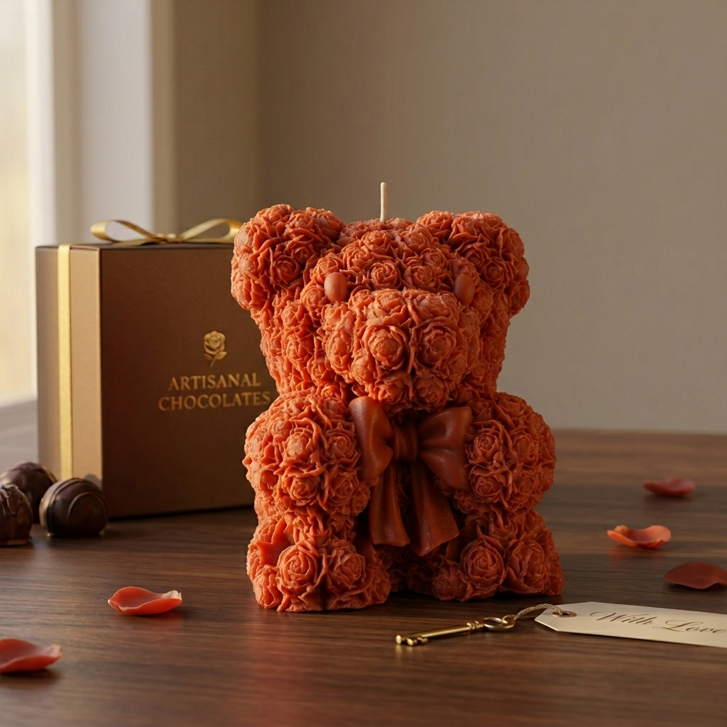 Teddy with Bow Mould Scented Candle - 36 Hours Burn Time